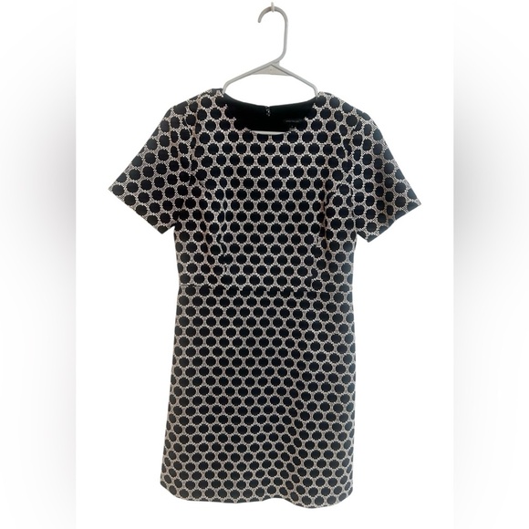 Ann Taylor Sheath Dress Polka Dot Textured Black & White Size 2 - Picture 2 of 7
